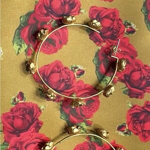 Golden Rosebud Hoop Earrings